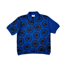 Load image into Gallery viewer, DIAGRAM KNIT POLO SHIRT BLUE/DARK BROWN
