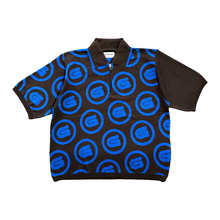 Load image into Gallery viewer, DIAGRAM KNIT POLO SHIRT DARK BROWN/BLUE LOGOS
