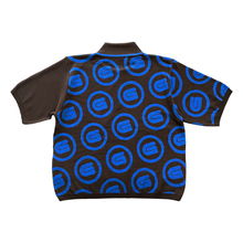 Load image into Gallery viewer, DIAGRAM KNIT POLO SHIRT DARK BROWN/BLUE LOGOS
